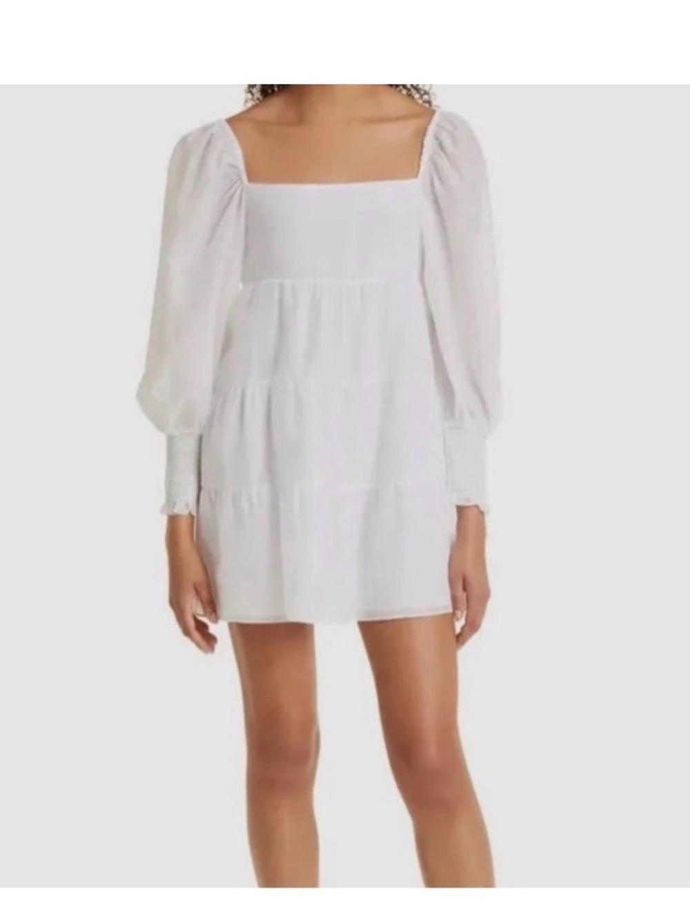 ALICE + OLIVIA Rowen Tiered Tie-Back Cotton Minidress size large Excellent